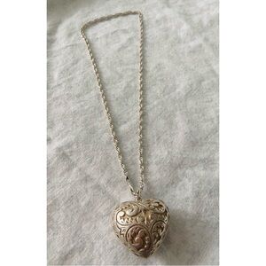 Vintage Silver Heart Pendant Necklace